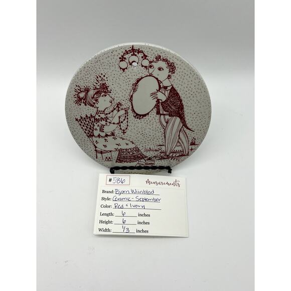 Bjorn Wiinblad September Optimisme Nymolle Denmark Wall Calendar Plaque #3013-9 - Picture 5 of 5